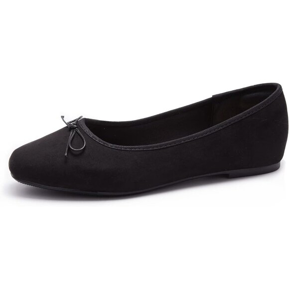 Women's A-black1 Polyurethane Round Toe Comfortable Bow Ballet Flats Shoes - Picture 3 of 7